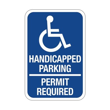Handicapped Parking Permit Required  Symbol Sign 12"x18"